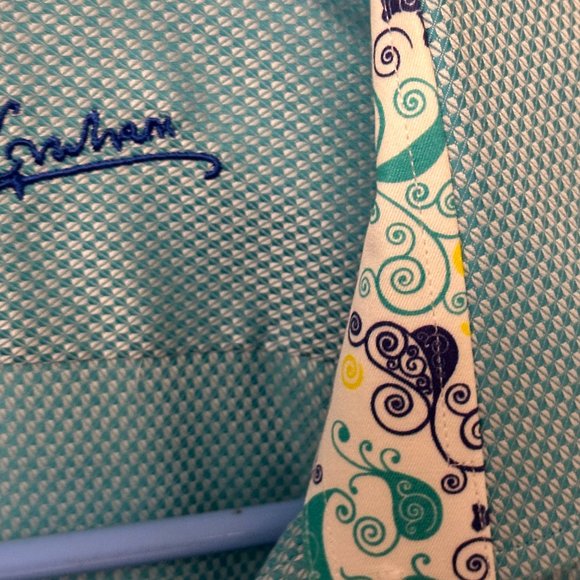 Robert Graham, Size 15.5" M, 100% Cotton, Teal with white checker pattern - Picture 4 of 7